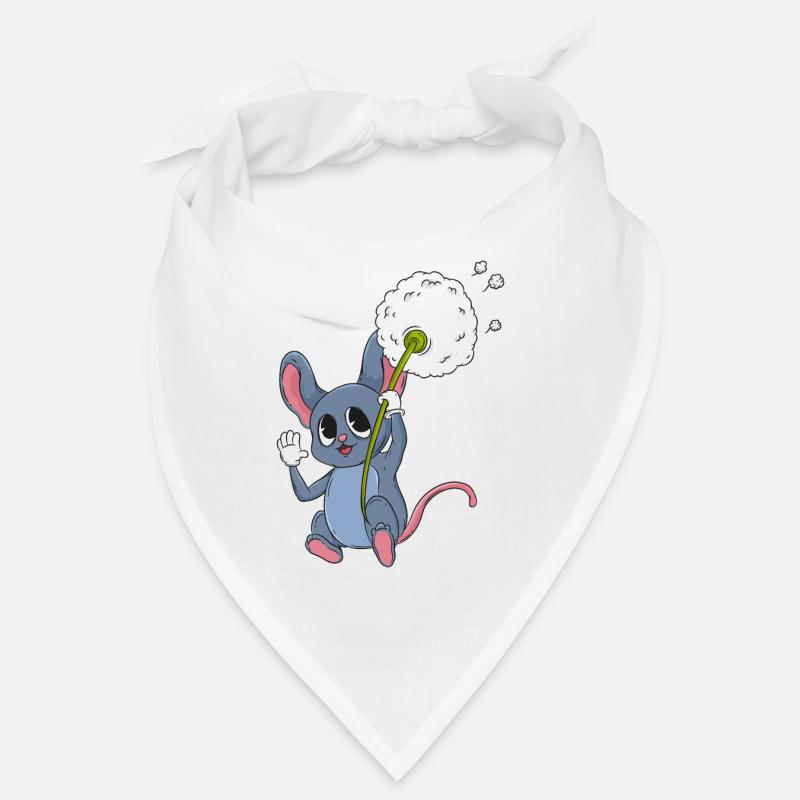 Maus mit Pusteblume - Bandana - Weiß