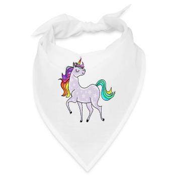 Einhorn mit Sternchen und Regenbogen Farben - Bandana - Weiß - Vorne