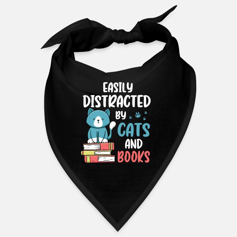 Easily Distracted By Cats and Books for Cat Book Bandana