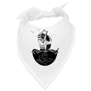 Seemann mit Fisch - Bandana - Weiß - Vorne