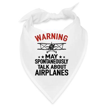 Warning May Spontaneously Talk About Airplanes - Bandana - Weiß - Vorne