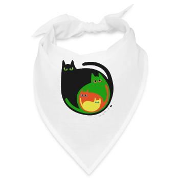 Runde farbige Katzen Abbildung - Bandana - Weiß - Vorne