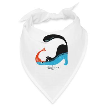 Katze und fisch Abbildung - Bandana - Weiß - Vorne