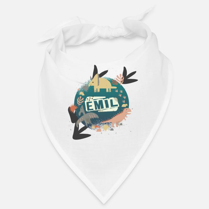 Emil - Beautiful boy name with cute dinosaurs Bandana