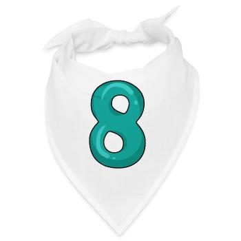 8 - Acht - Ziffer 8 - Bandana - Weiß - Vorne