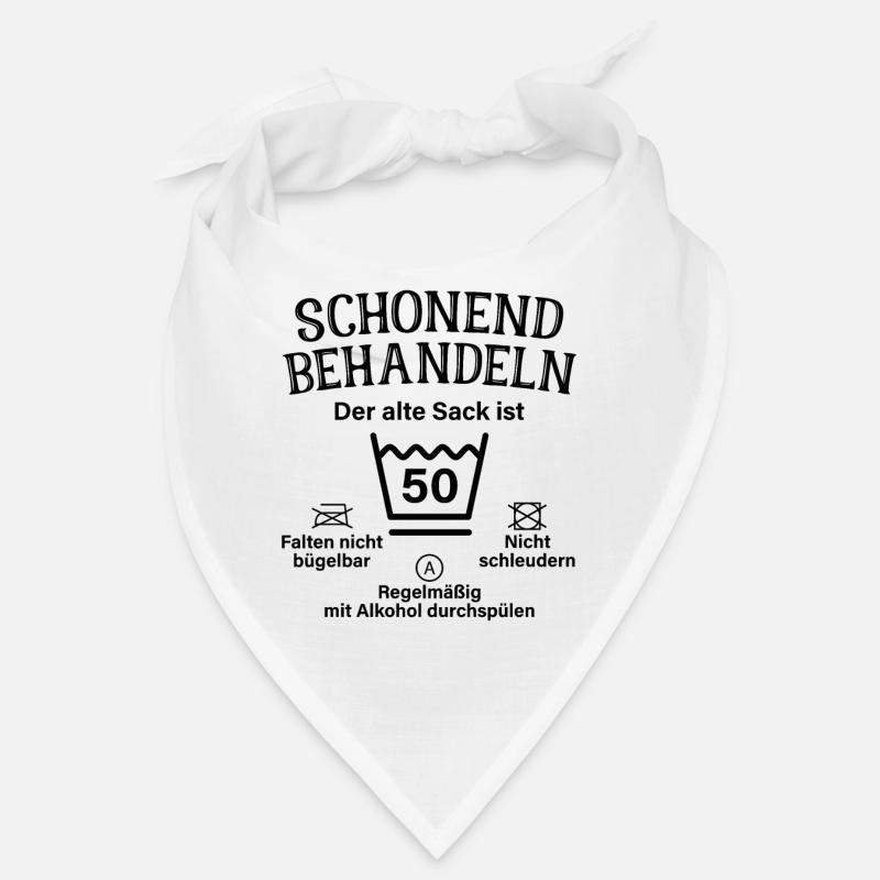 Schonend Behandeln Sack Geschenk 50. Geburtstag - Bandana - Weiß