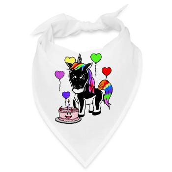 Happy birthday Geburtstagsgeschenk Einhorn Torte - Bandana - Weiß - Vorne