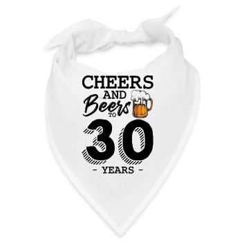 Bierkrug-Illustration mit Schaum 30 Jahre B-Day - Bandana - Weiß - Vorne