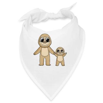 Faultier Familie - Faultier mit Baby - Faultier - Bandana - Weiß - Vorne