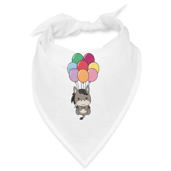 Esel fliegt mit bunten Luftballons nach oben - Bandana - Weiß - Vorne
