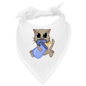 Baby Junge Katze - Bandana - Weiß - Vorne