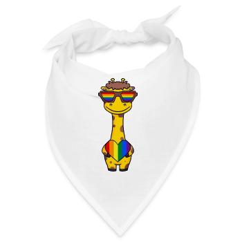 Giraffe Regenbogen Farben - Bandana - Weiß - Vorne