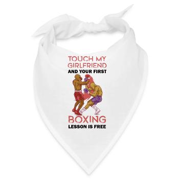 Boxen - Touch my girlfriend - Bandana - Weiß - Vorne
