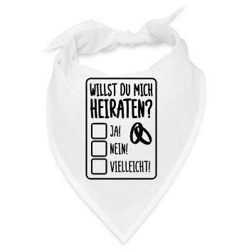 Heiratsantrag Hochzeit Fragen Heiraten Verloben - Bandana - Weiß - Vorne