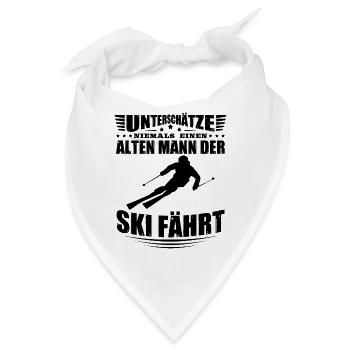 Skifahrer Alter Mann Runder Geburtstag - Bandana - Weiß - Vorne