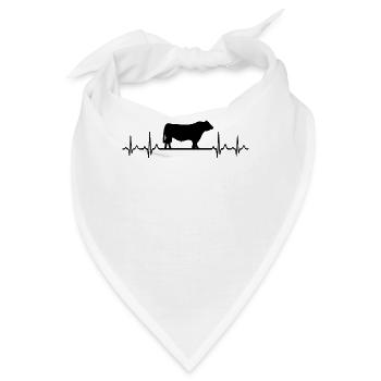 Herzschlag-EKG-Puls - Black Angus - Bandana - Weiß - Vorne