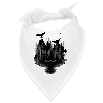 Fantasy Dark Wildtiere Vögel Natur Wildnis - Bandana - Weiß - Vorne