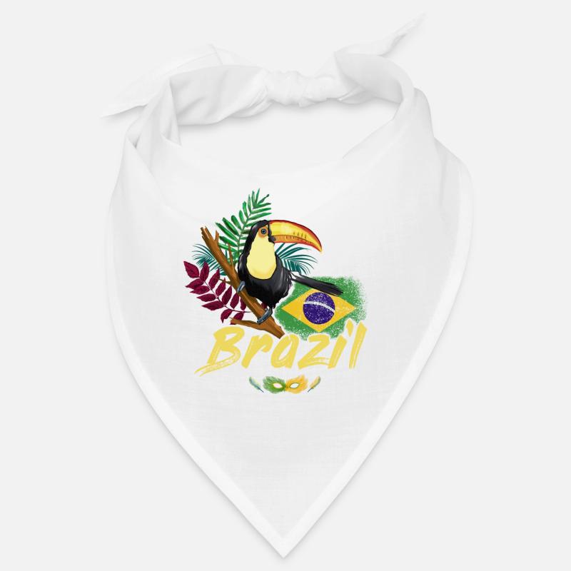 Toucan vintage du Brésil avec drapeau et masque de samba Bandana