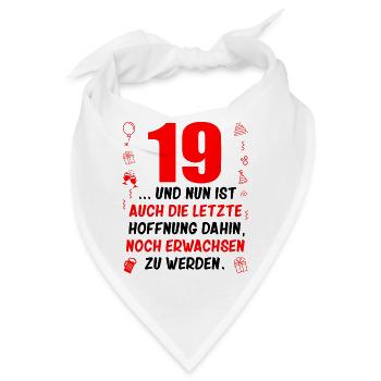 19. Geburtstag Mann 19.Ehrentag 19. Jubiläum Fun - Bandana - Weiß - Vorne
