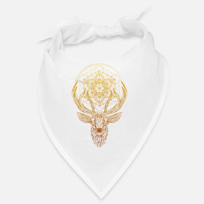 Cerf orné Géométrie sacrée Métatron - Bandana - blanc