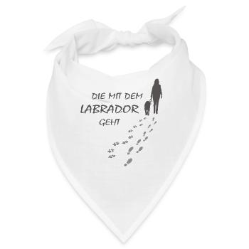 Die mit dem Labrador geht, Hundepfoten Labbi Gassi - Bandana - Weiß - Vorne