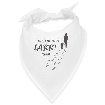 Die mit dem Labbi geht, Hundepfoten Labrador Gassi - Bandana - Weiß - Vorne