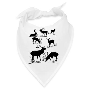 Hirsche, Reh, Rotwild, Damwild, Hirsch, Rehbock - Bandana - Weiß - Vorne