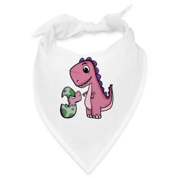Dinosaurier mit Baby Dinosaurier - Bandana - Weiß - Vorne