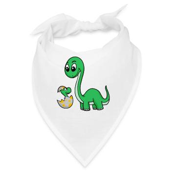 Dinosaurier mit Baby Dinosaurier - Bandana - Weiß - Vorne