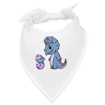 Dinosaurier mit Baby Dinosaurier - Bandana - Weiß - Vorne