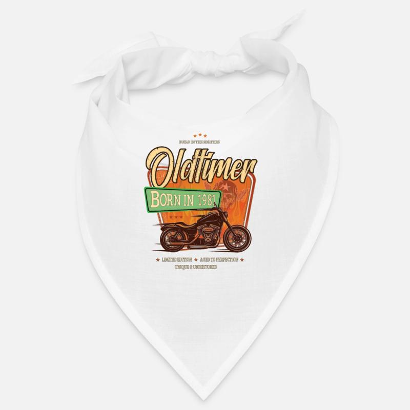 Oldtimer Motorrad geboren 1981 Geburtstag Geschenk - Bandana - Weiß
