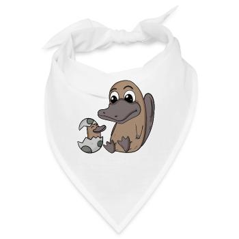 Schnabeltier Mama mit Baby Schnabeltier - Bandana - Weiß - Vorne