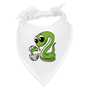 Schlange mit Baby Schlange - Bandana - Weiß - Vorne