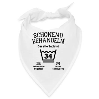 Schonend Behandeln 34. Geburtstag Der Alte Sack 34 - Bandana - Weiß - Vorne