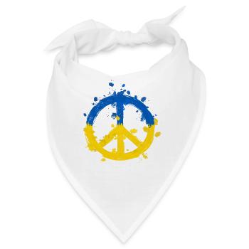 Friedens Zeichen in Ukraine Landesfarben Blau Gelb - Bandana - Weiß - Vorne