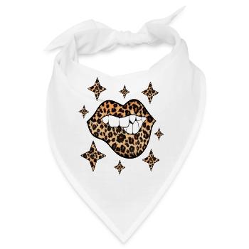 Leoparden Lippen Sexy Kussmund - Bandana - Weiß - Vorne