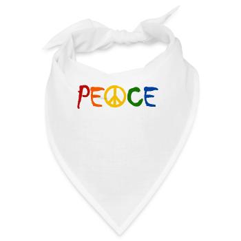 PEACE - mit dem A als Friedenssymbol Peacezeichen - Bandana - Weiß - Vorne