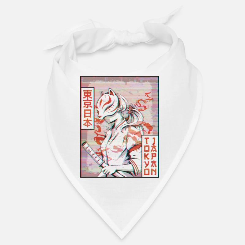Samurai Kitsune Fox Mask Vaporwave Aesthetic Bandana