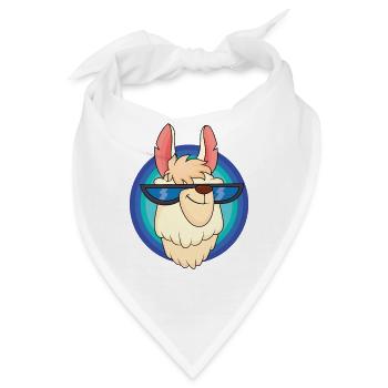 Cooles Lama mit Sonnenbrille - Bandana - Weiß - Vorne
