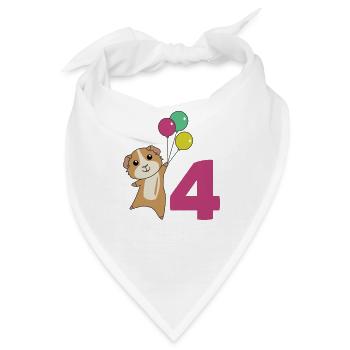 Meerschweinchen vierter Geburtstag Luftballons - Bandana - Weiß - Vorne