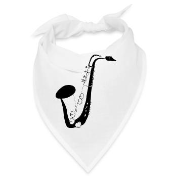 Saxophon - Bandana - Weiß - Vorne