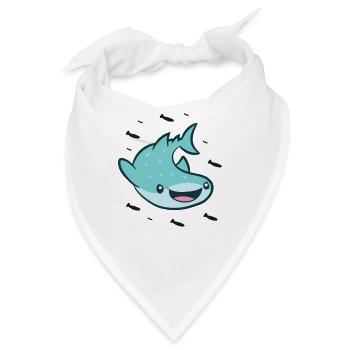 Walhai mit Fischschwarm Lustiger Walhai - Bandana - Weiß - Vorne