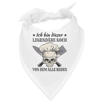 Lustige Koch Sprüche Kochen Kochmütze Totenkopf - Bandana - Weiß - Vorne