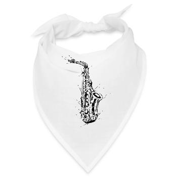 Saxofon - Bandana - Weiß - Vorne