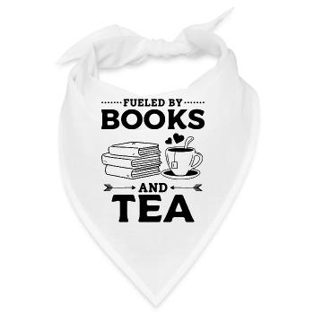 Fueled By Books And Tea Book Lover Bücherwurm - Bandana - Weiß - Vorne