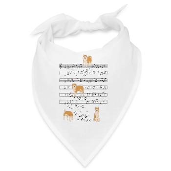 Akita Hund Musik Noten Geschenk - Bandana - Weiß - Vorne