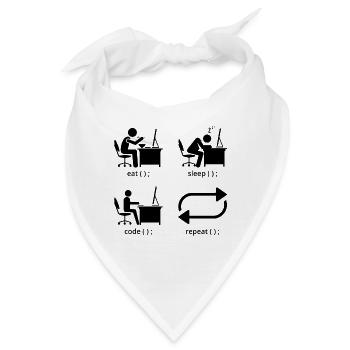 Eat Sleep Code Repeat Coder Programmer Software De - Bandana - Weiß - Vorne