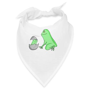 Frosch mit Baby Frosch - Bandana - Weiß - Vorne