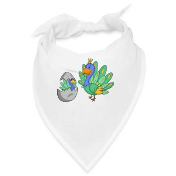 Pfau mit Baby Pfau - Bandana - Weiß - Vorne