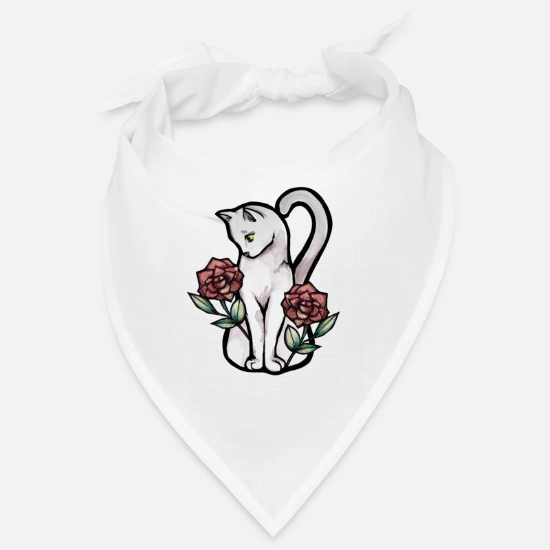 Roses de chat blanc Bandana